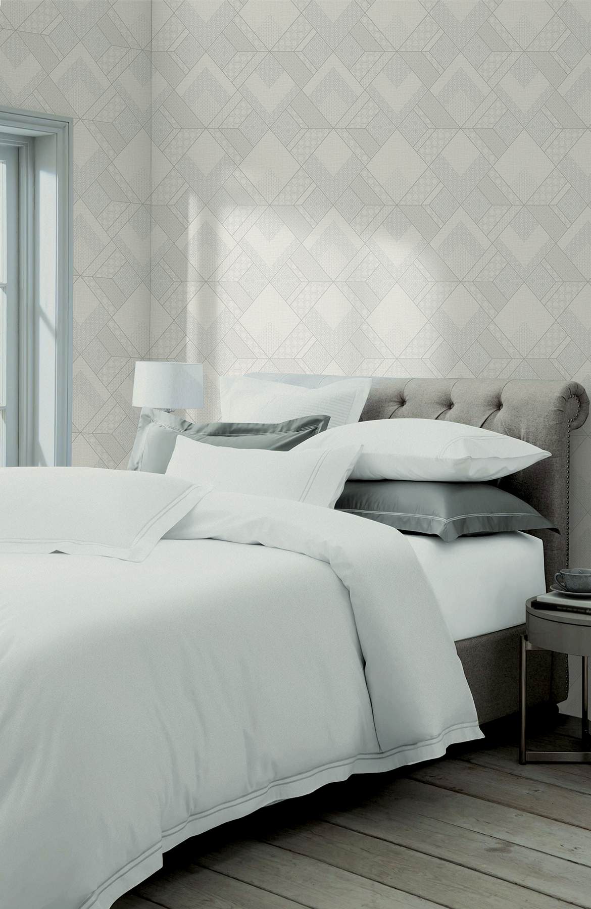 Castle White Geometric Wallpaper