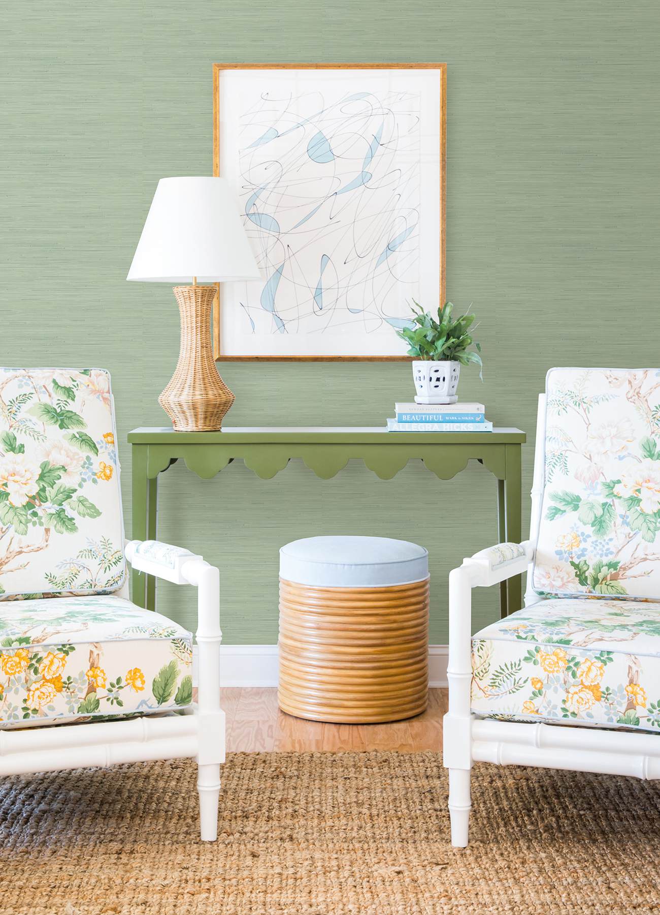 Sage Classic Faux Grasscloth Peel & Stick Wallpaper
