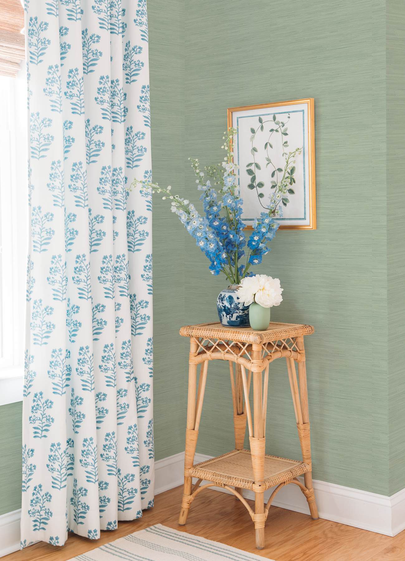 Sage Classic Faux Grasscloth Peel & Stick Wallpaper