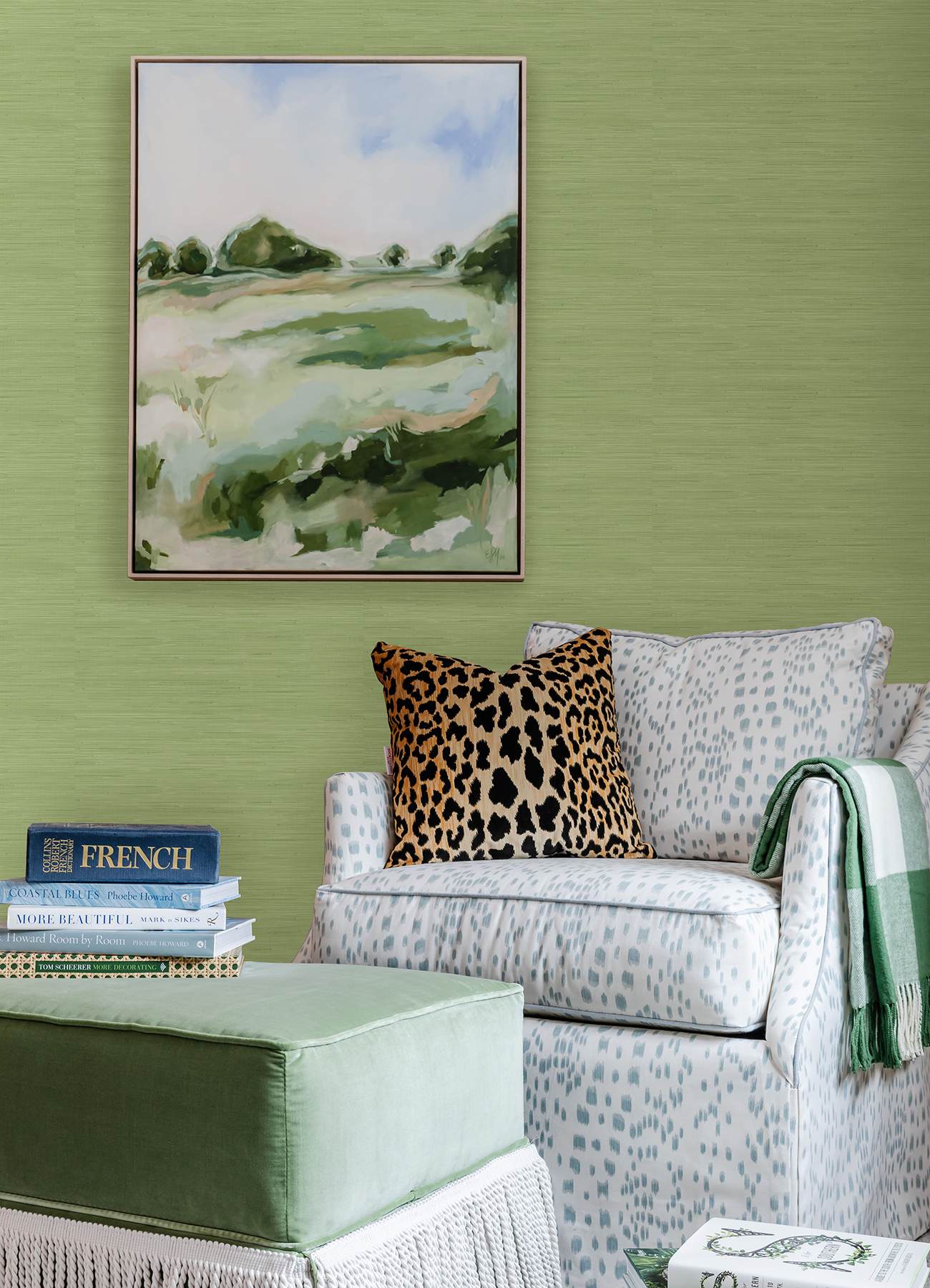 Citrus Green Classic Faux Grasscloth Peel & Stick Wallpaper