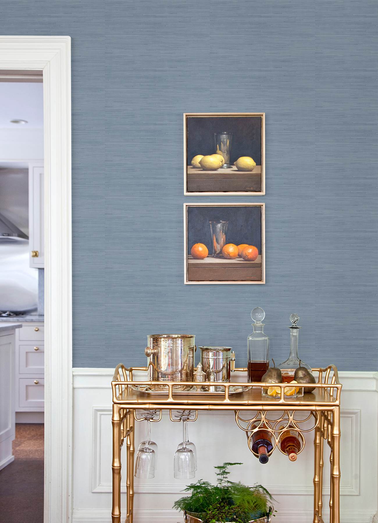 Mineral Blue Classic Faux Grasscloth Peel & Stick Wallpaper