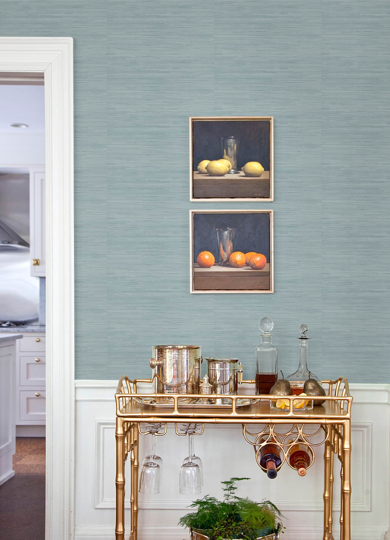 Sky Blue Classic Faux Grasscloth Peel & Stick Wallpaper