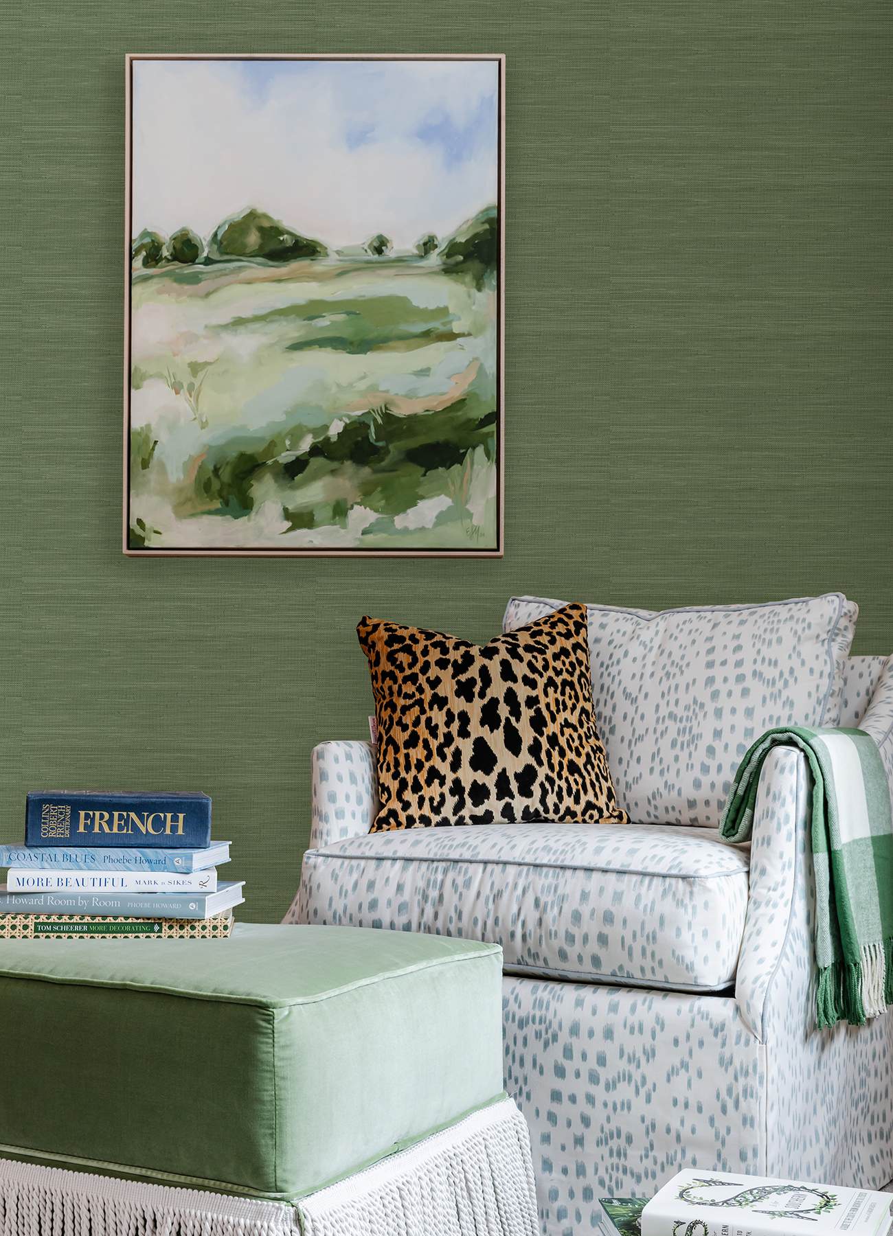 Hunter Green Classic Faux Grasscloth Peel & Stick Wallpaper