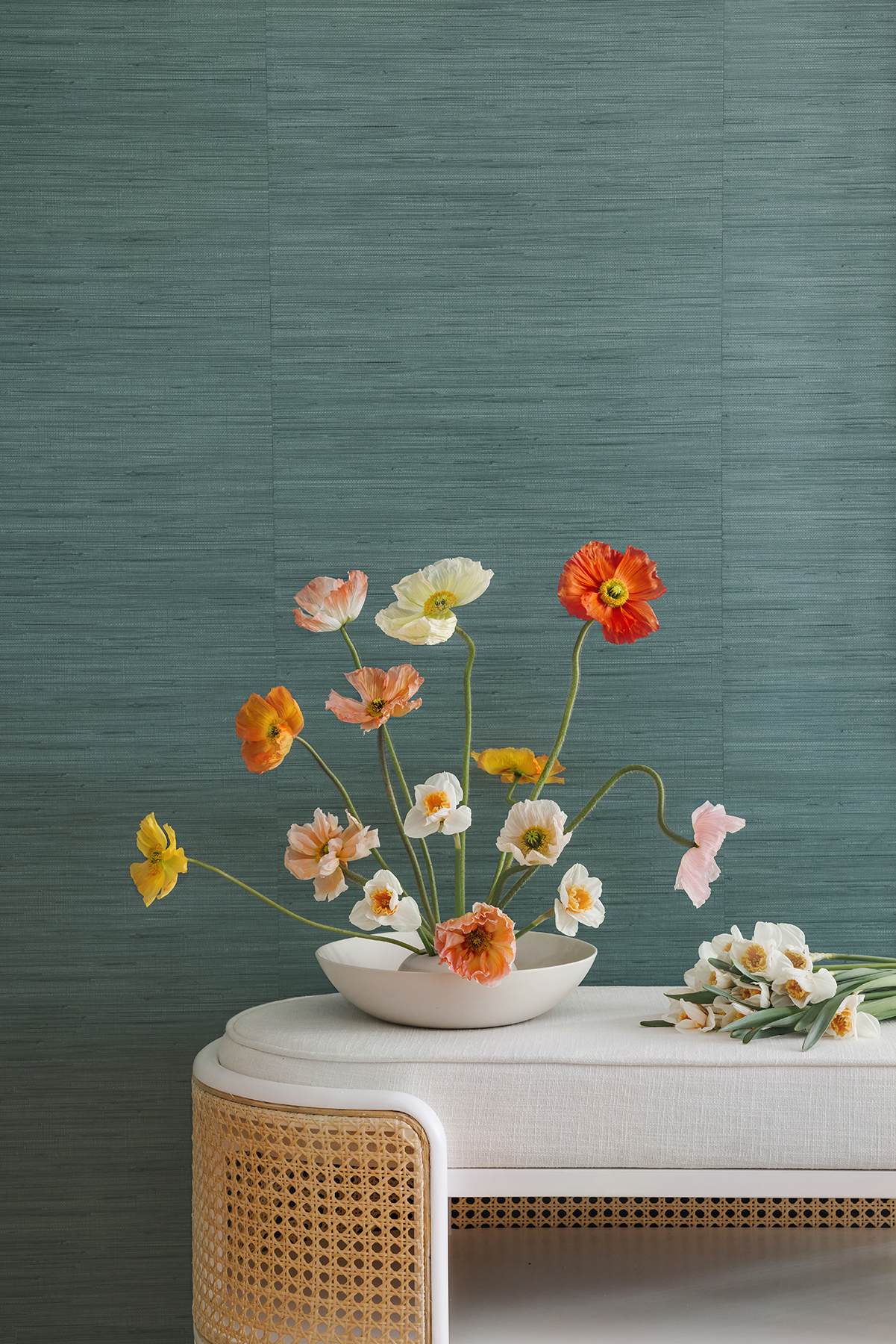 Peacock Classic Faux Grasscloth Peel & Stick Wallpaper