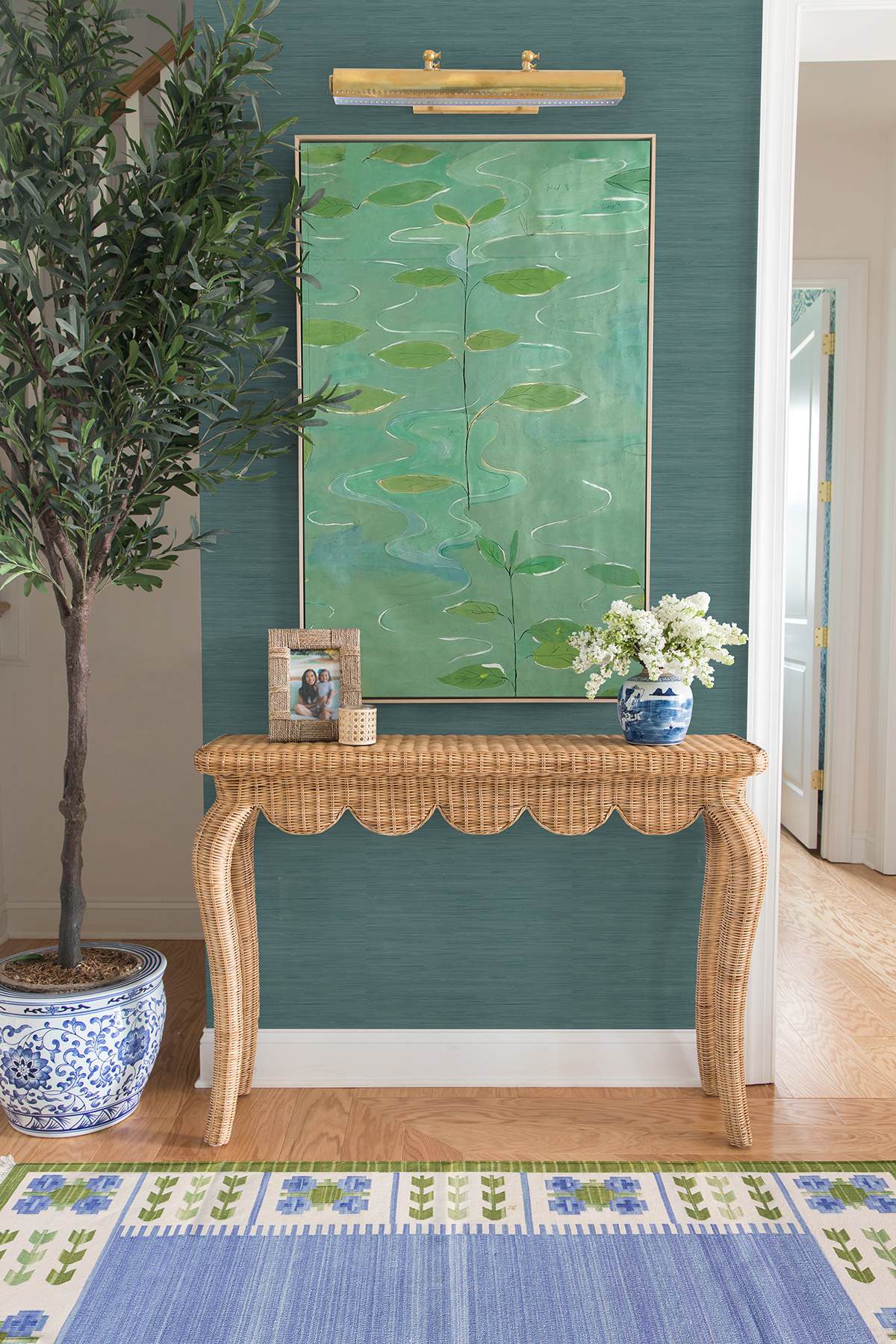 Peacock Classic Faux Grasscloth Peel & Stick Wallpaper