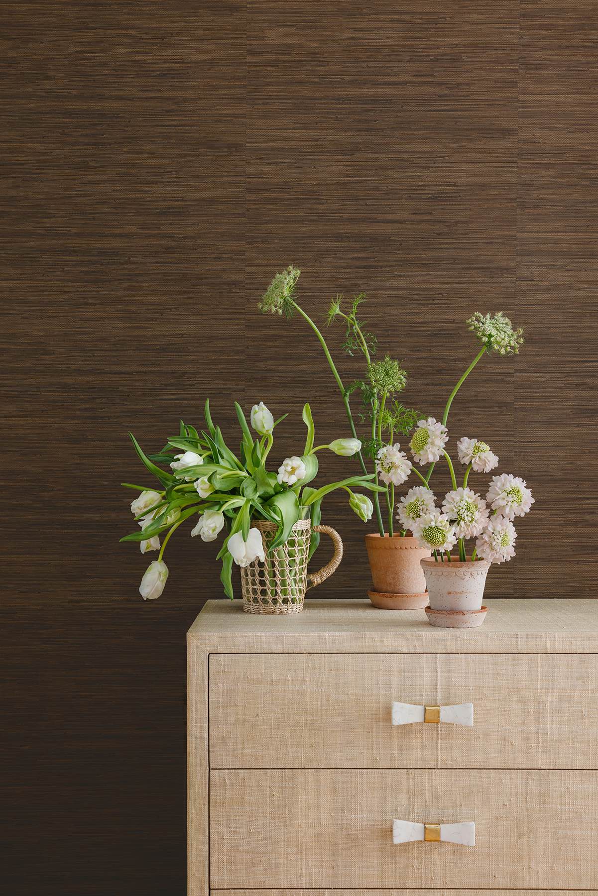 Chocolate Classic Faux Grasscloth Peel & Stick Wallpaper