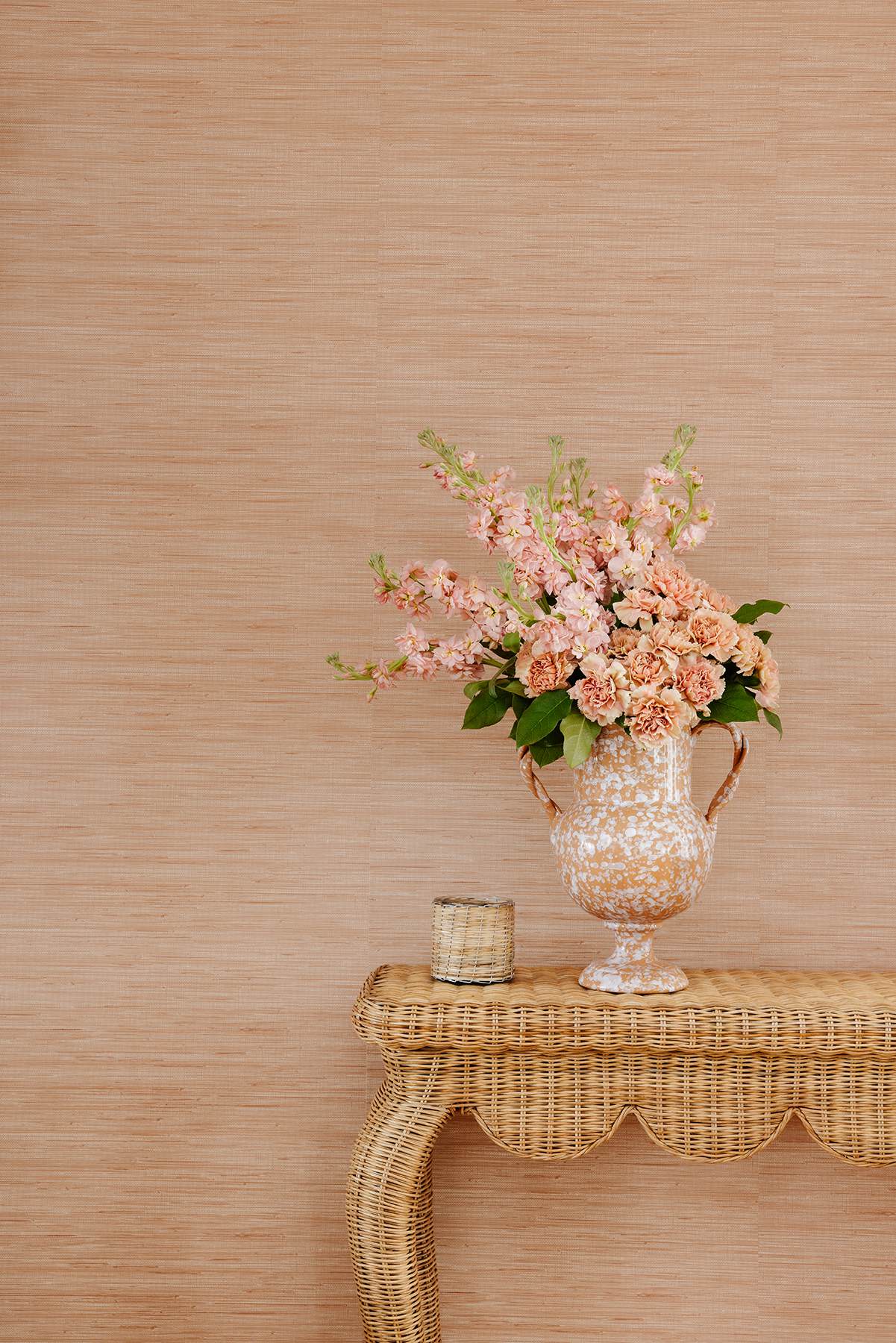 Apricot Classic Faux Grasscloth Peel & Stick Wallpaper