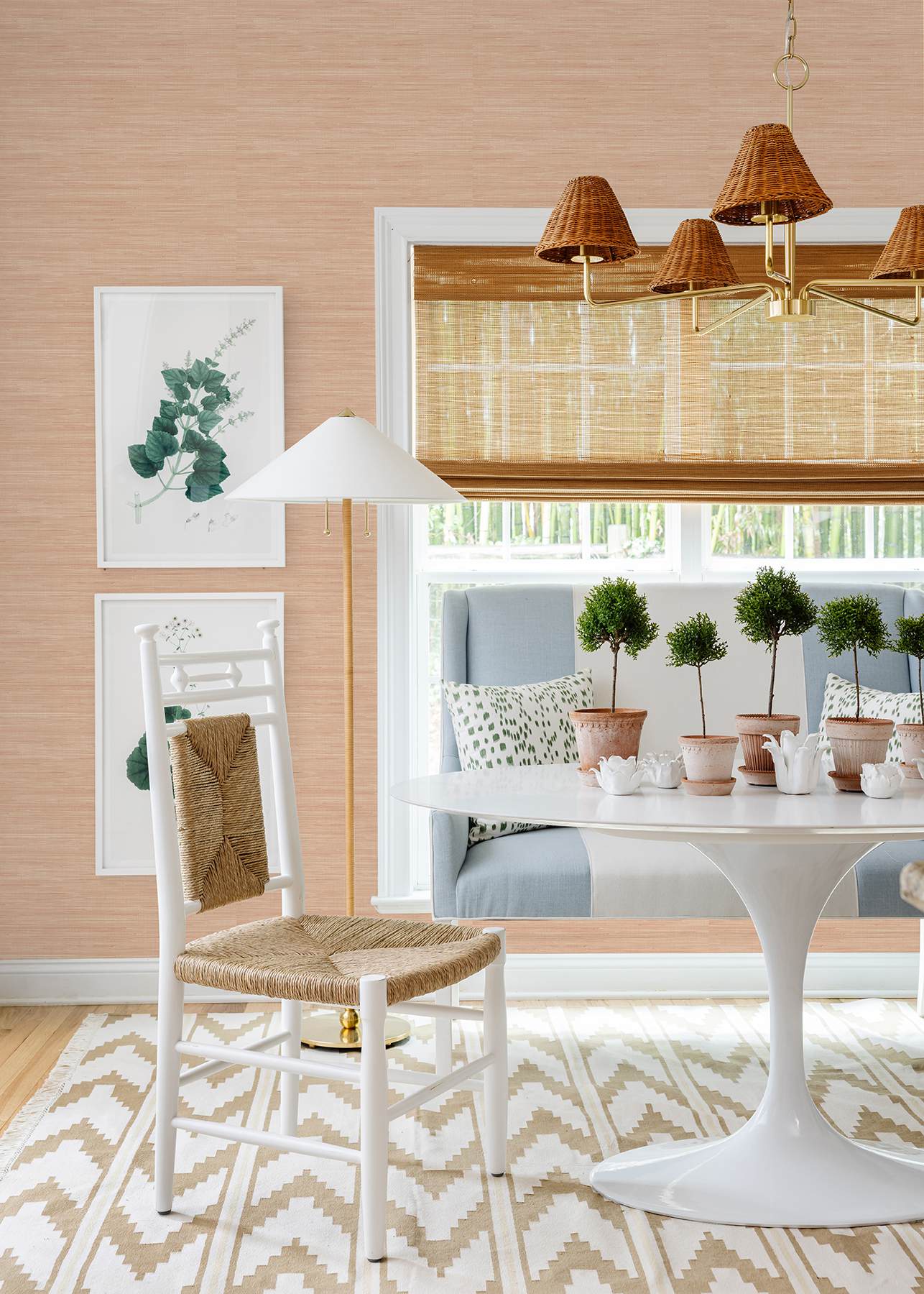 Apricot Classic Faux Grasscloth Peel & Stick Wallpaper