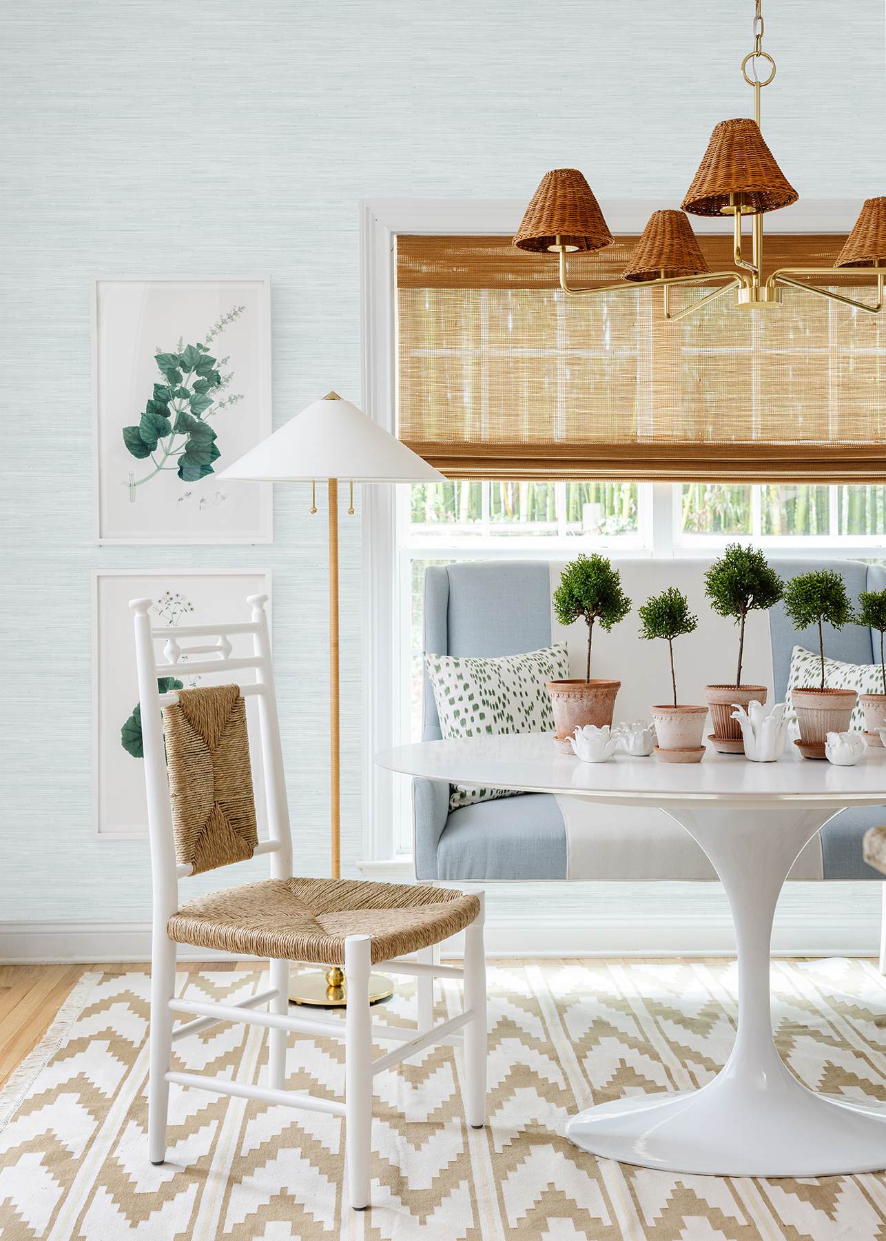 Whisper Blue Classic Faux Grasscloth Peel & Stick Wallpaper