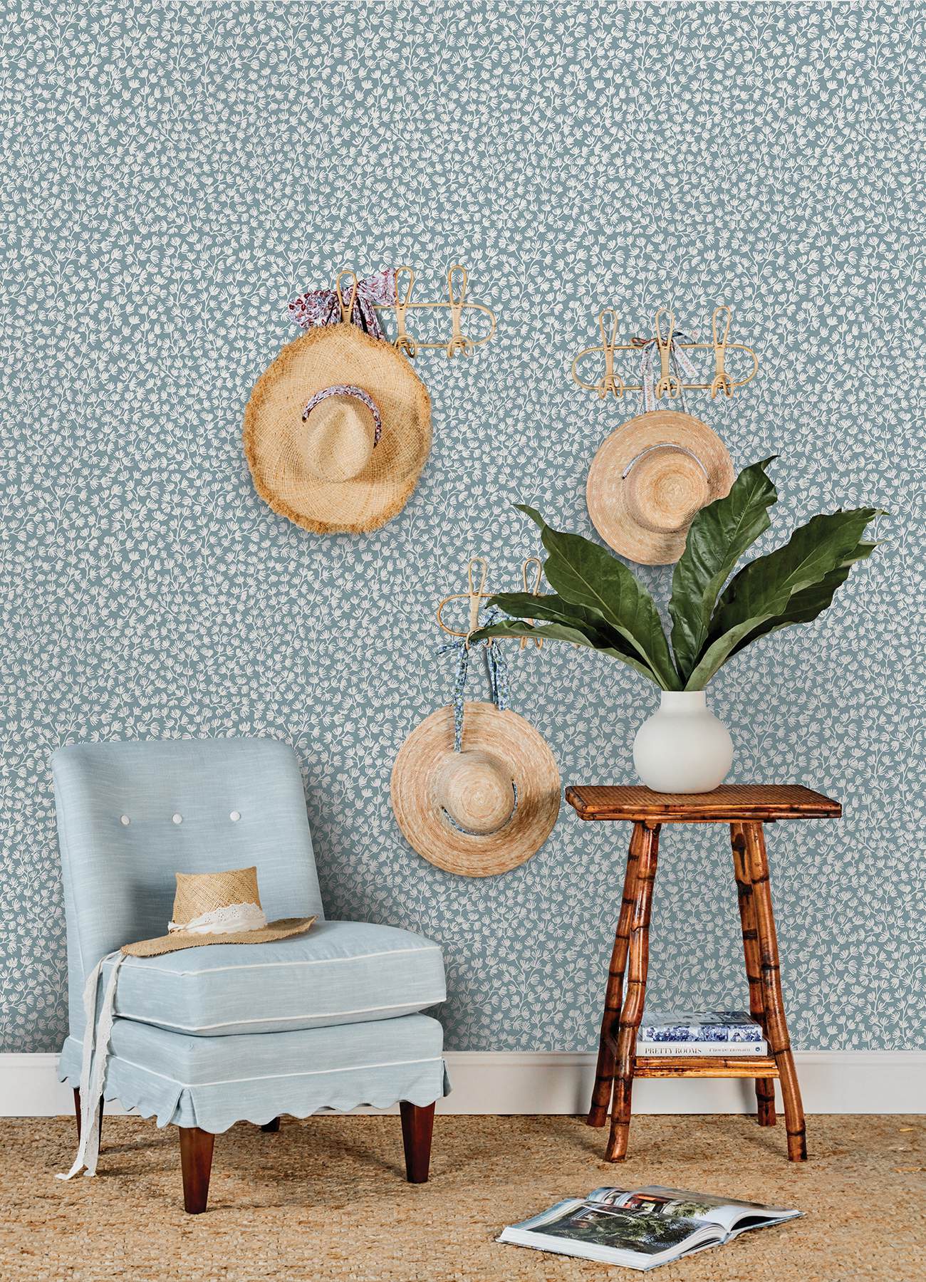 Sea Fern Slate Blue Peel & Stick Wallpaper