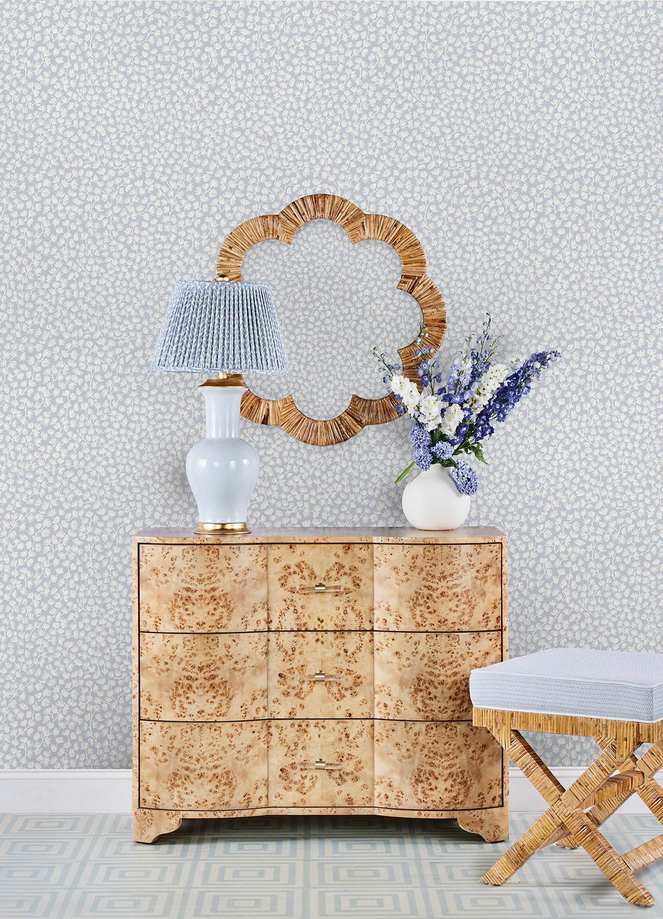 Sea Fern Blue Mist Peel & Stick Wallpaper