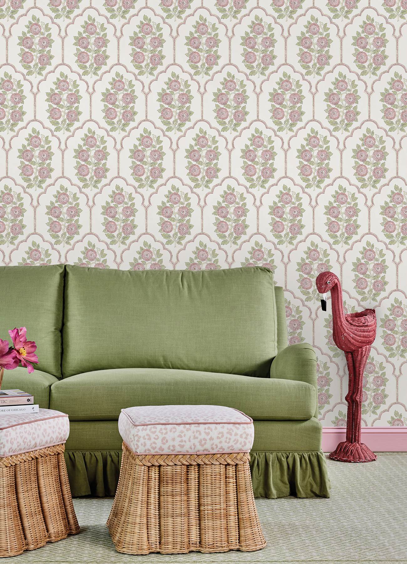 Floral Bazaar Rose Water Peel & Stick Wallpaper