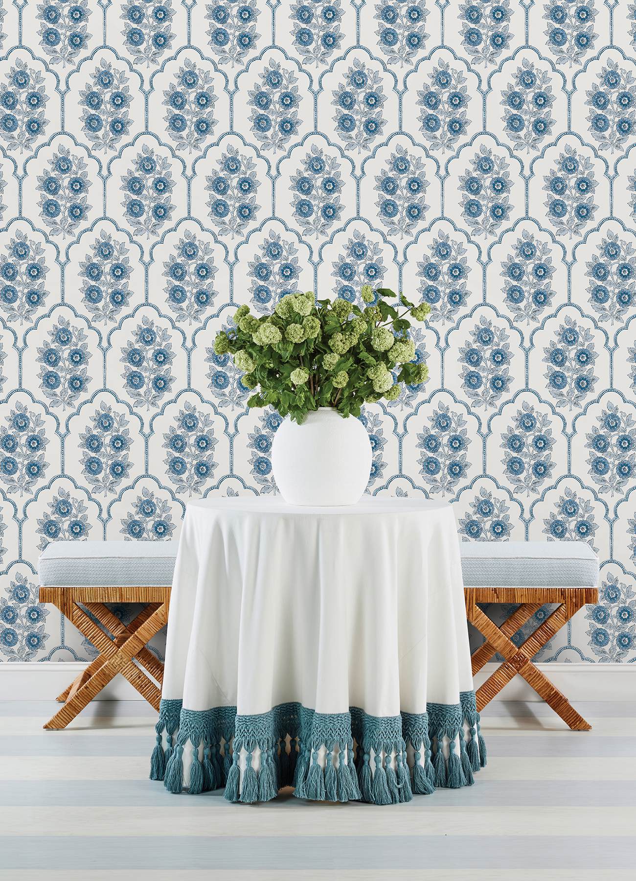 Floral Bazaar Delft Blue Peel & Stick Wallpaper