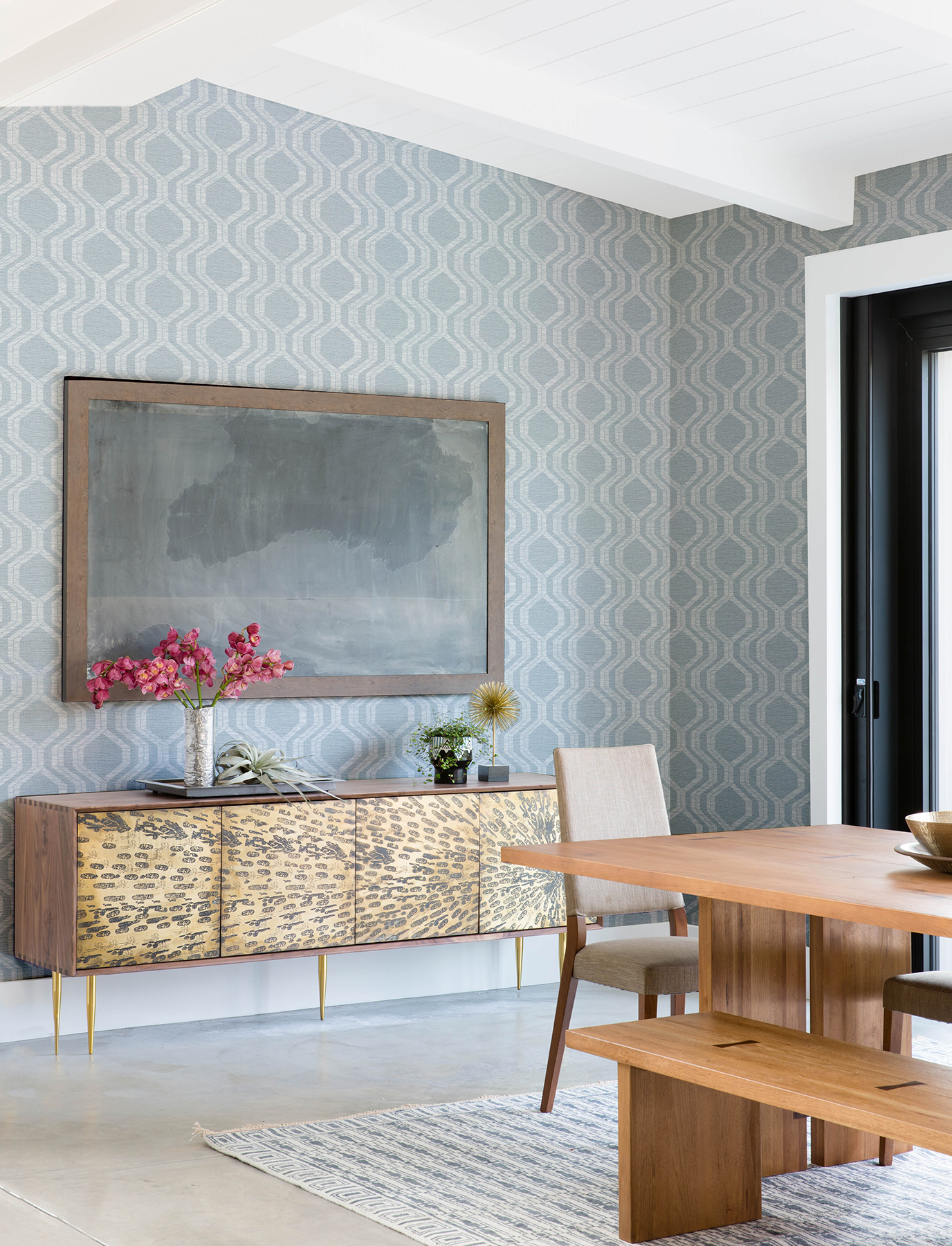 Burton Pewter Modern Ogee Wallpaper