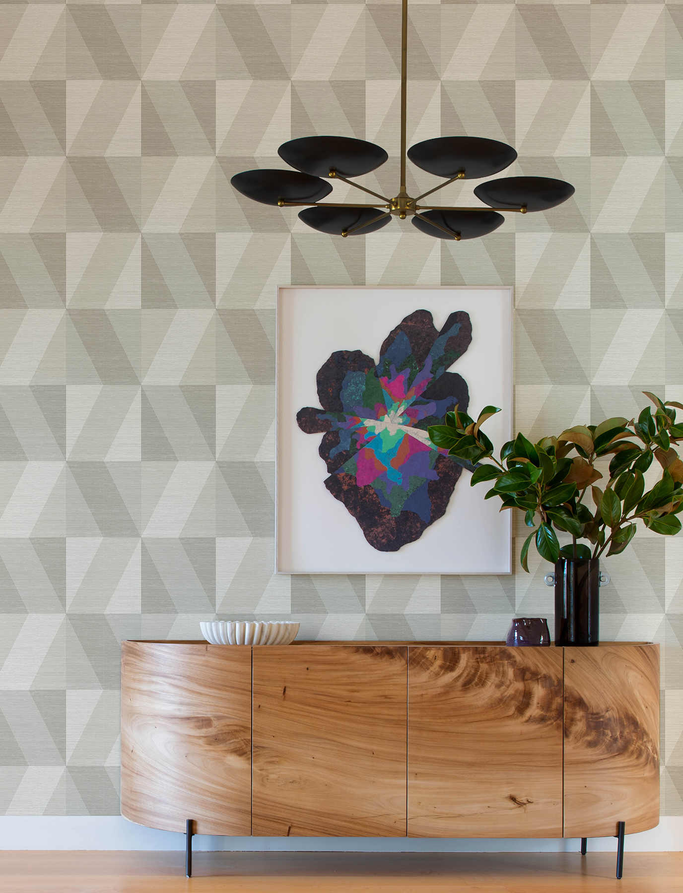 Winslow Bone Geometric Faux Grasscloth Wallpaper