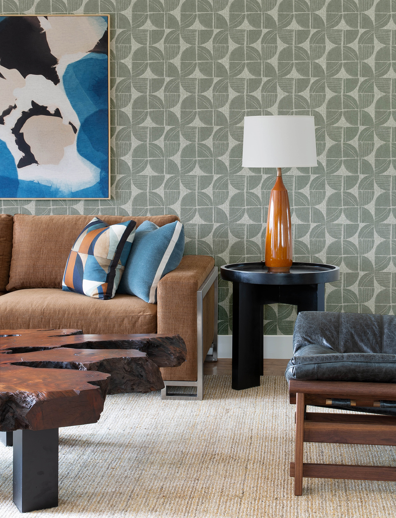 Baxter Sea Green Semicircle Mosaic Wallpaper