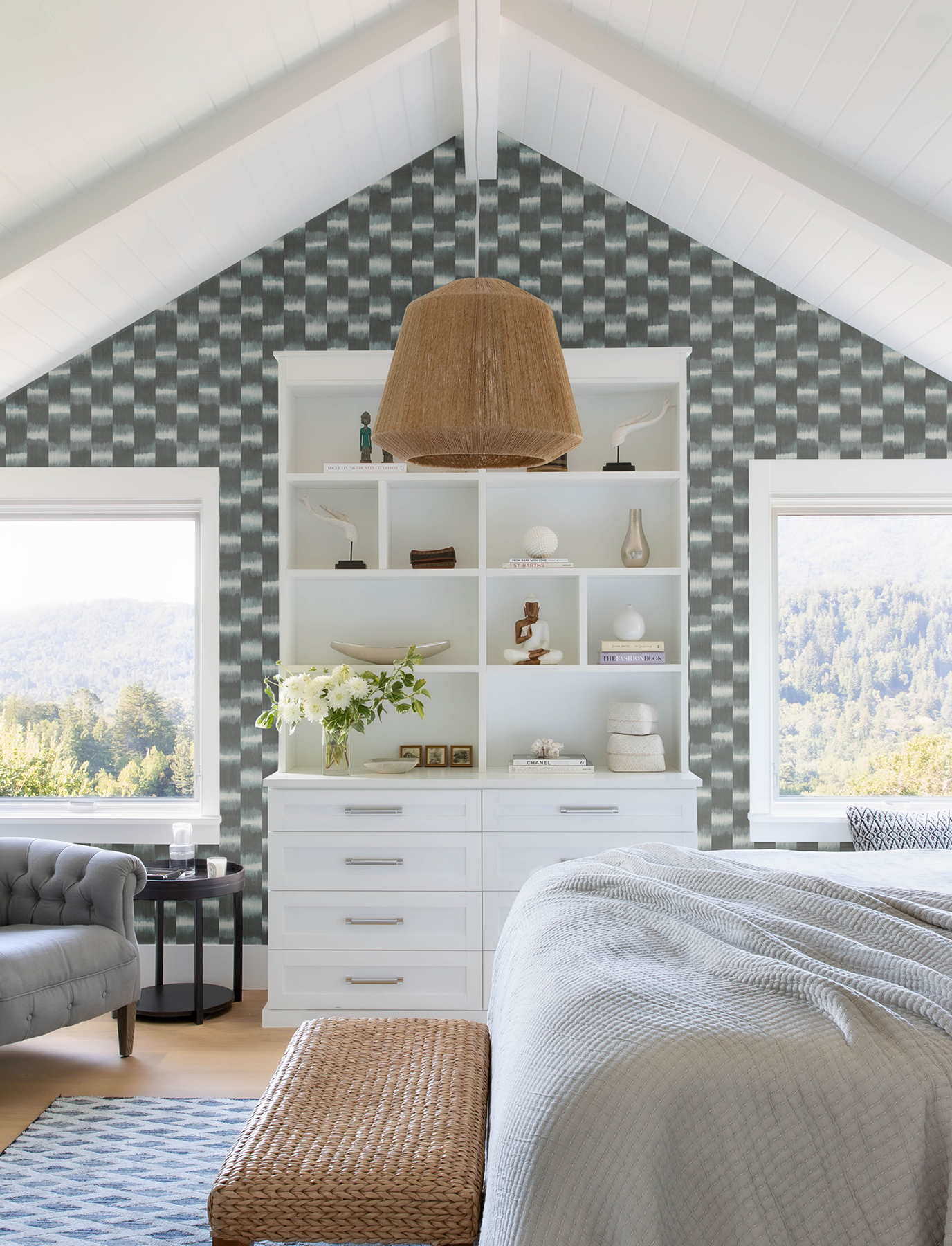 Baldwin Slate Shibori Stripe Wallpaper