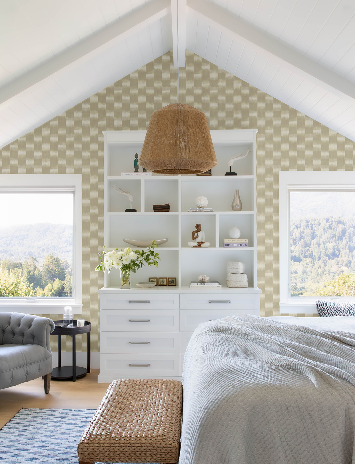 Baldwin Champagne Shibori Stripe Wallpaper