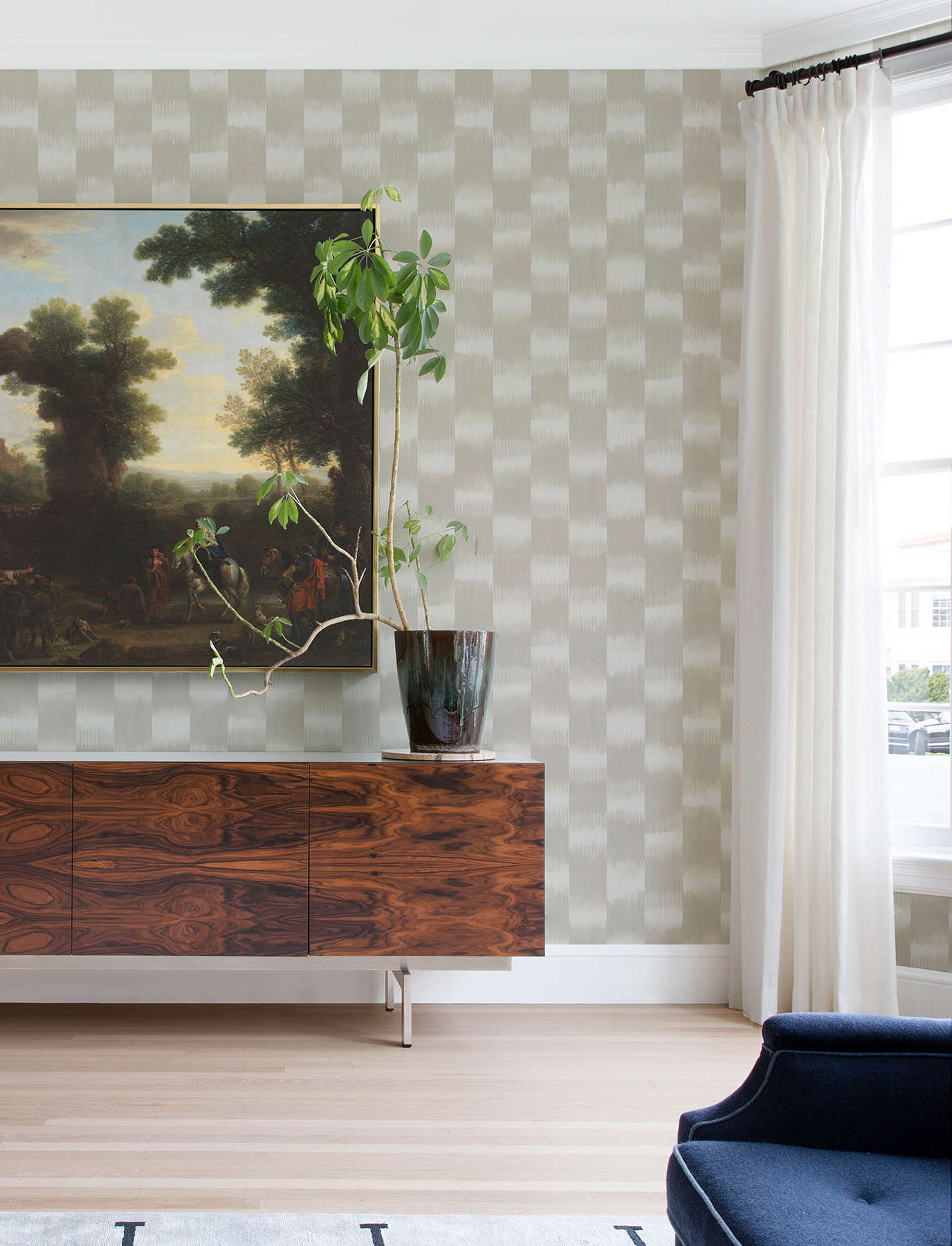 Baldwin Pearl Shibori Stripe Wallpaper