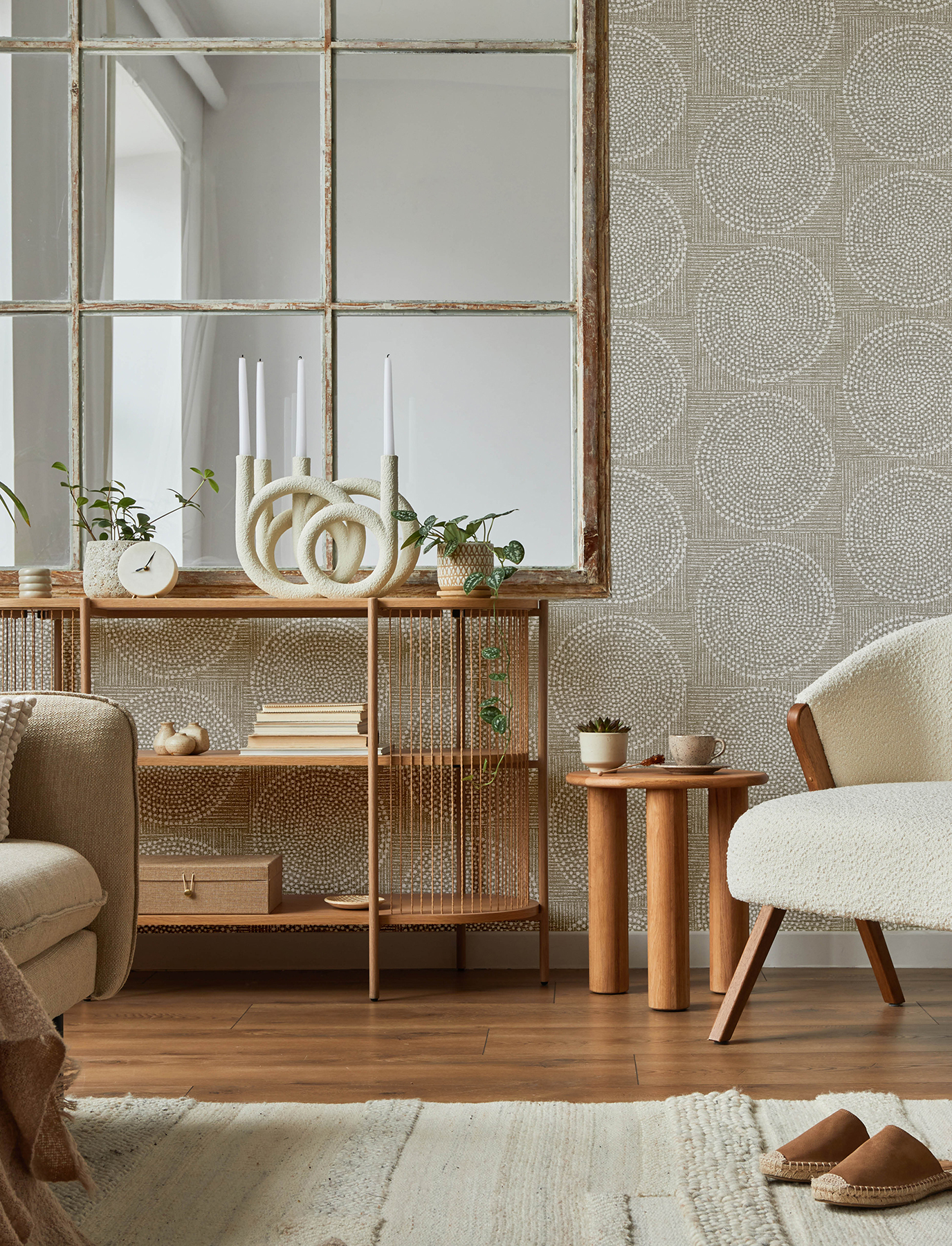 Salma Beige Medallion Wallpaper