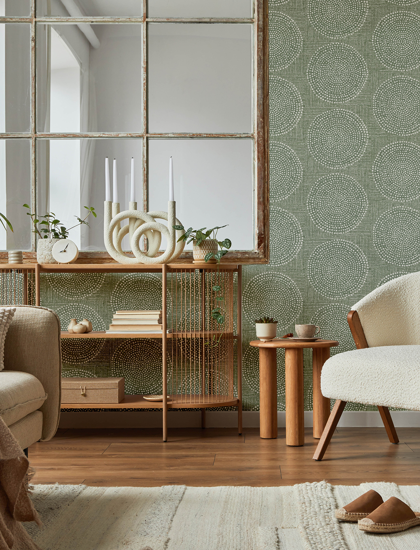 Salma Sage Medallion Wallpaper
