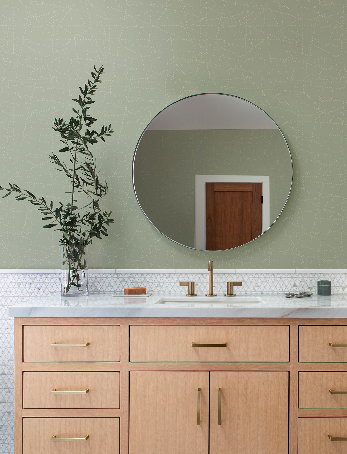 Alcott Sage Dotted Wallpaper