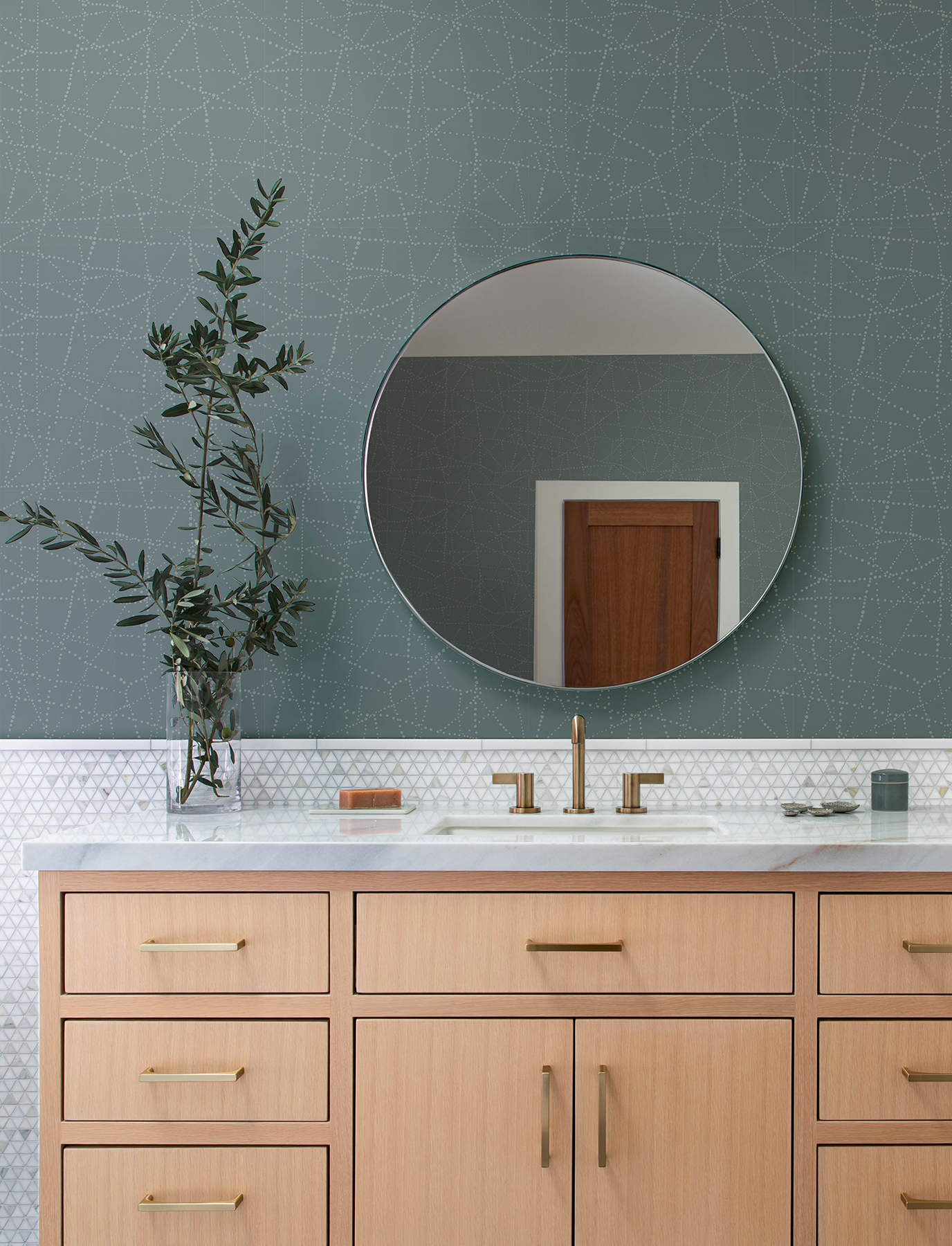 Alcott Slate Dotted Wallpaper