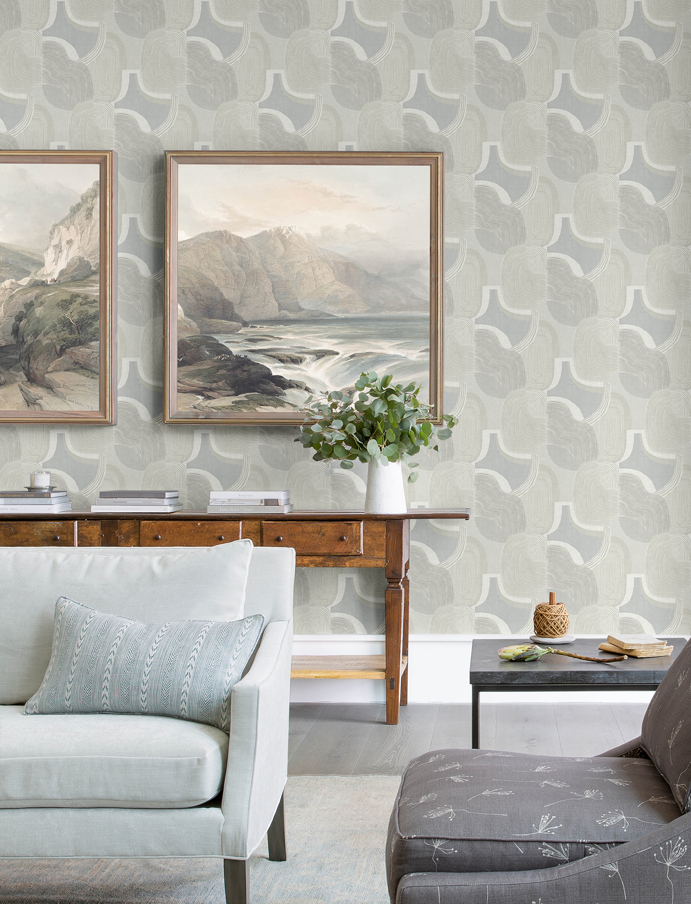 Hollace Sky Blue Geometric Wallpaper
