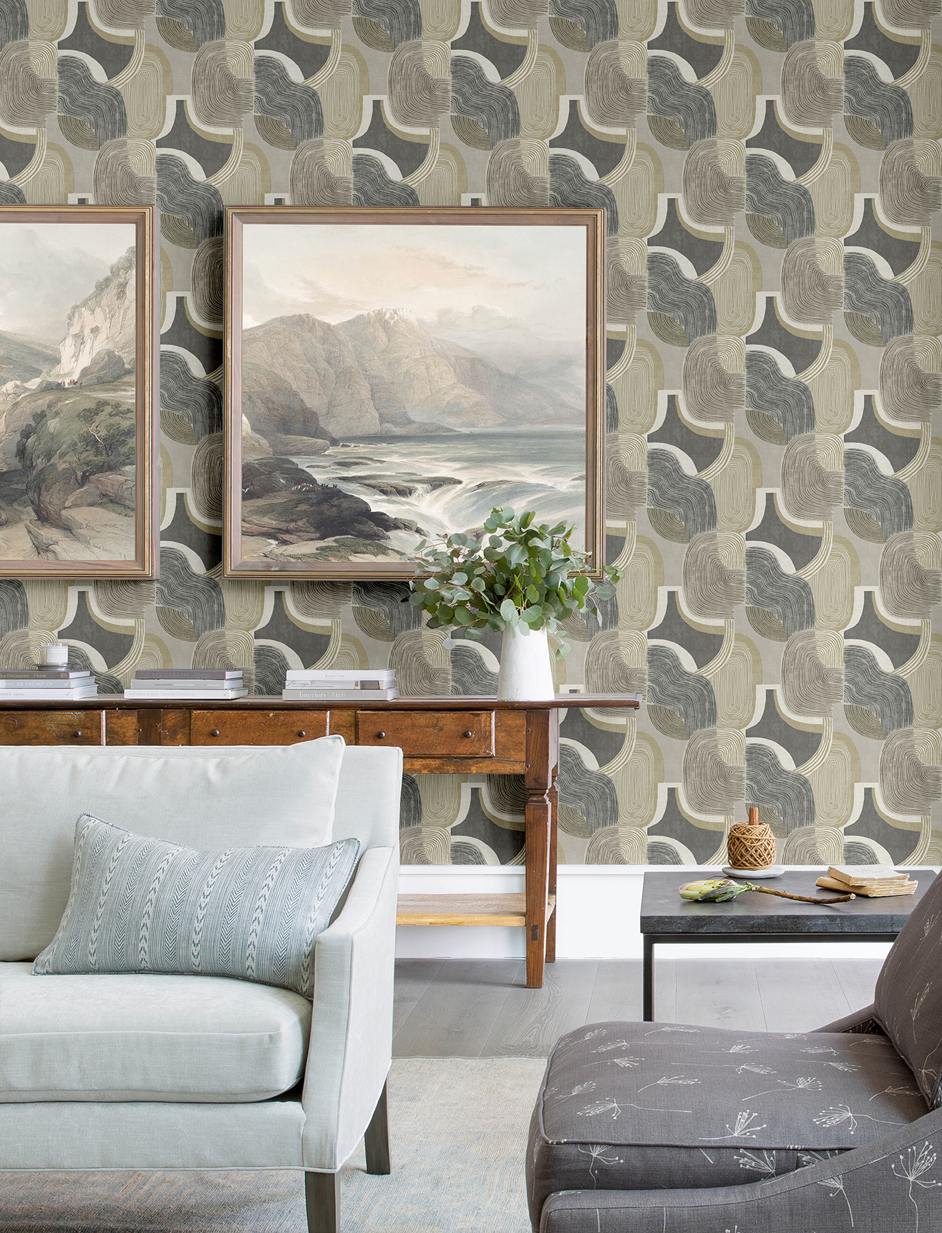 Hollace Slate Geometric Wallpaper