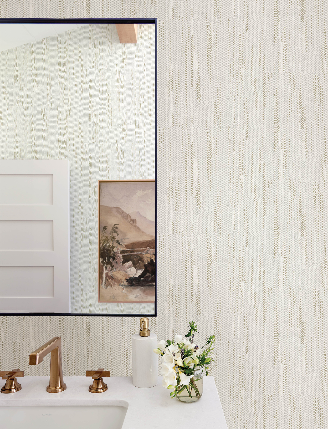 Baris Gold Stipple Stripe Wallpaper
