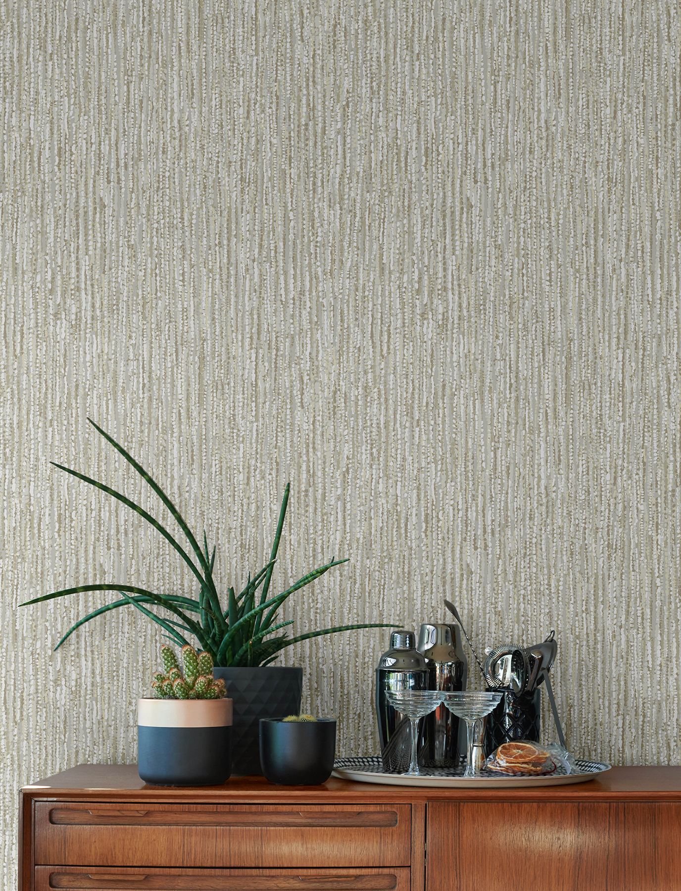 Corliss Neutral Beaded Strands Wallpaper