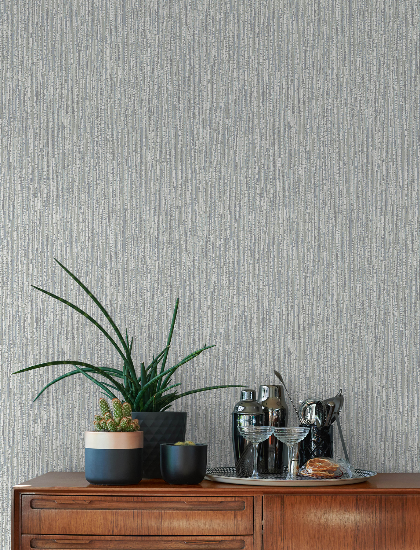 Corliss Grey Beaded Strands Wallpaper