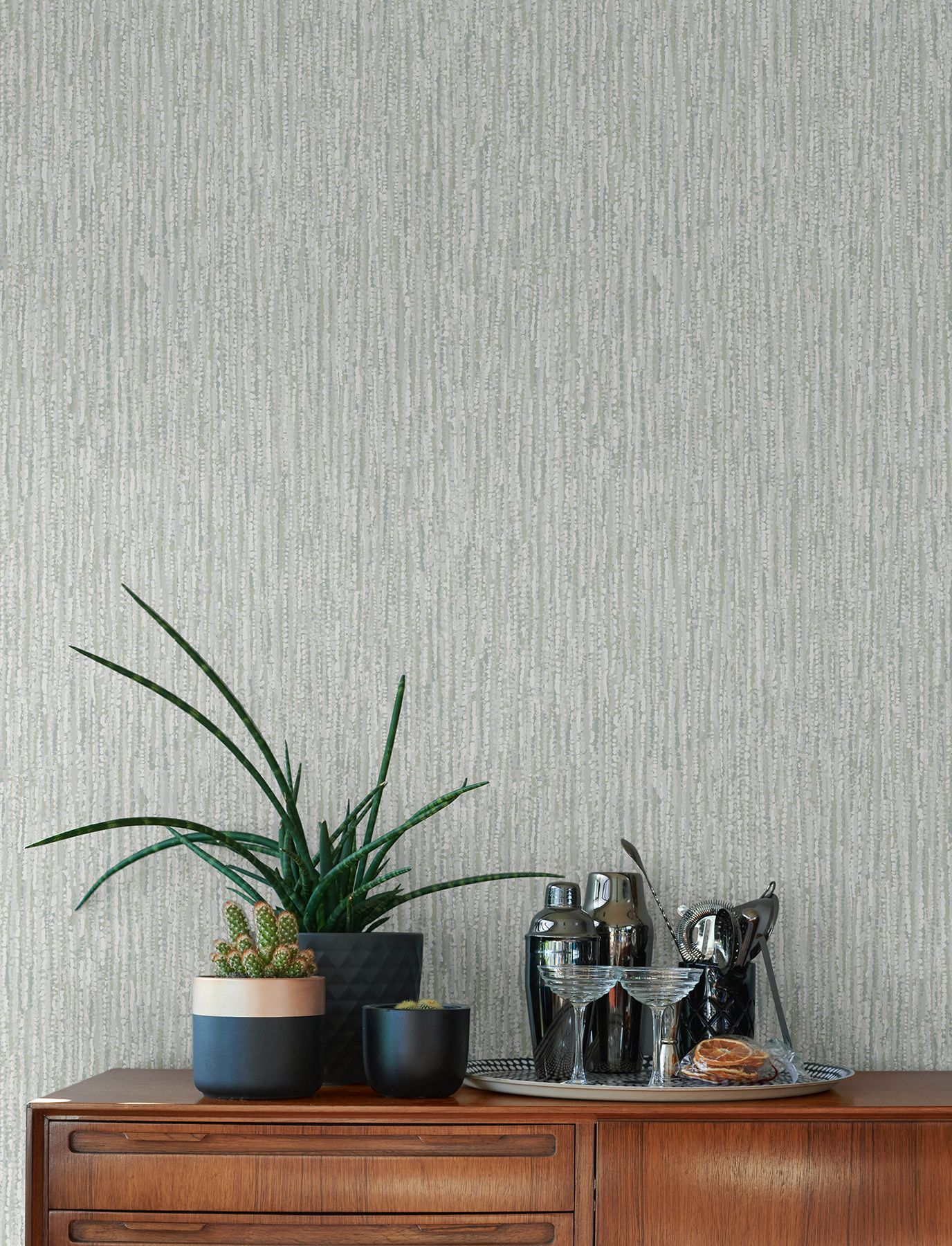 Corliss Light Grey Beaded Strands Wallpaper