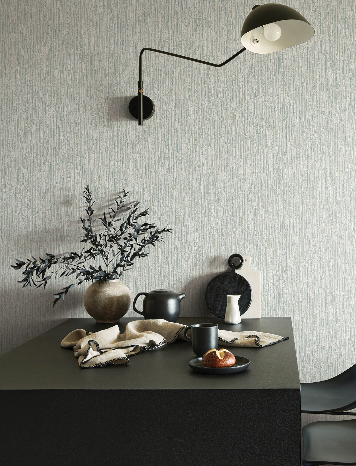 Corliss Light Grey Beaded Strands Wallpaper
