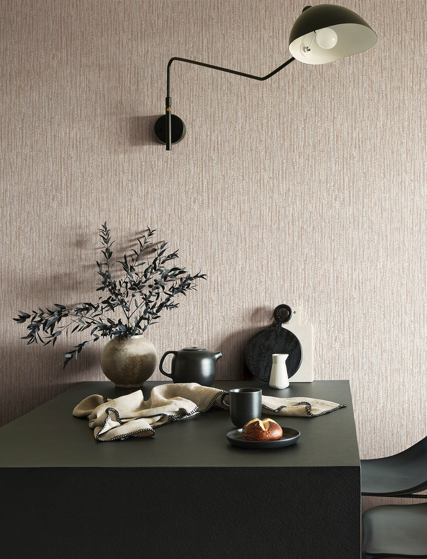 Corliss Blush Beaded Strands Wallpaper
