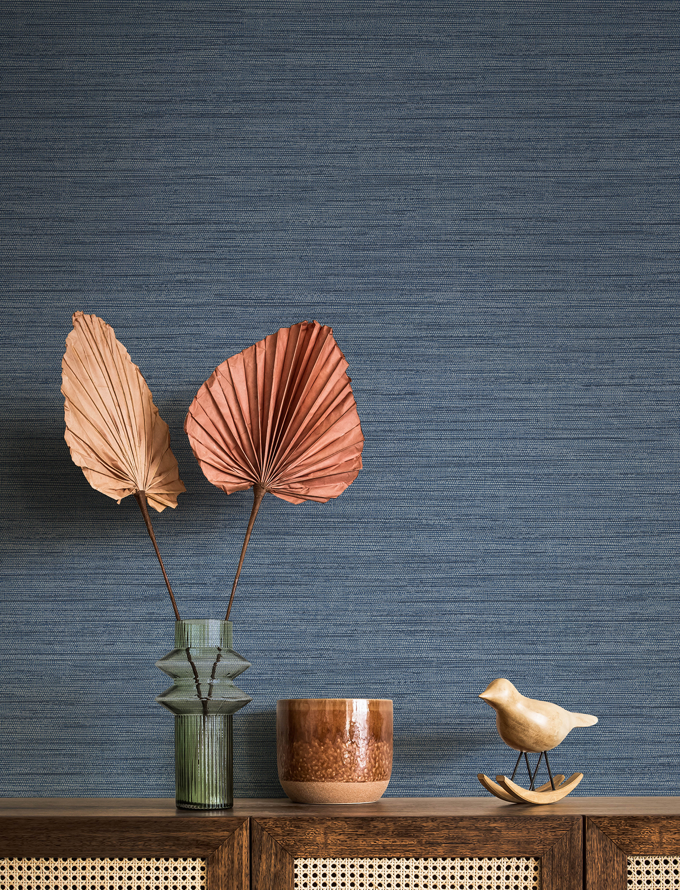 Sheehan Denim Faux Grasscloth Wallpaper