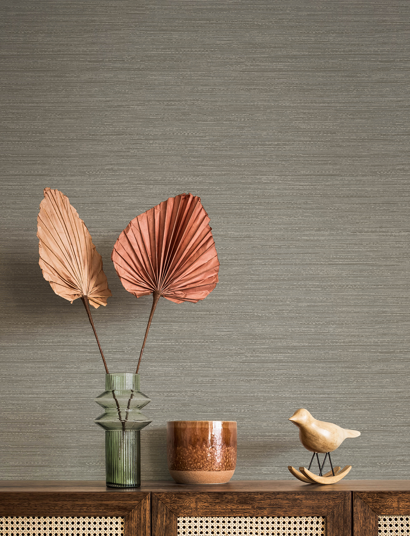 Sheehan Grey Faux Grasscloth Wallpaper