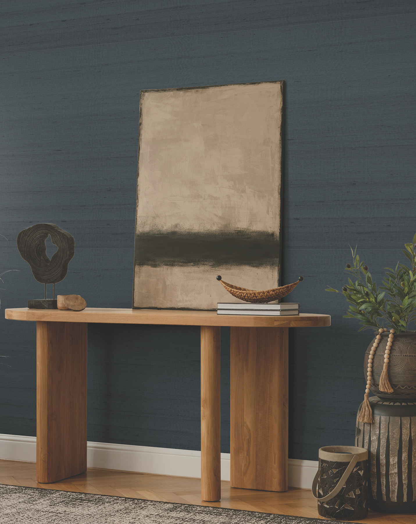 Saori Navy silk Specialty Wallpaper