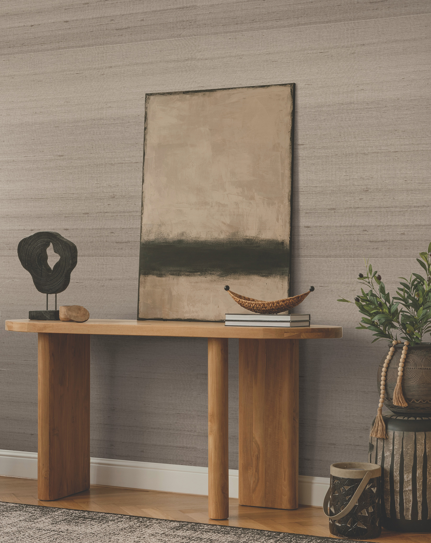 Saori Taupe Silk Specialty Wallpaper