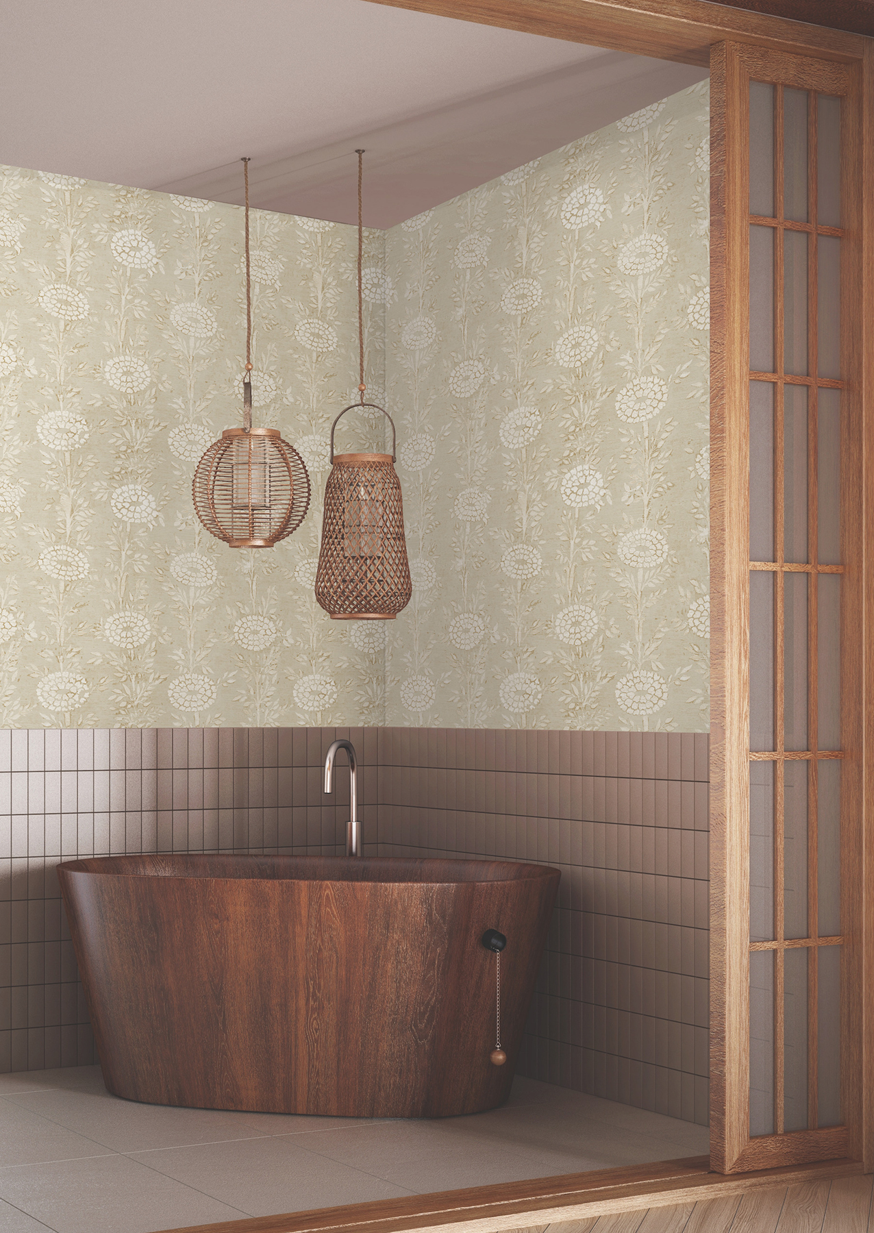 French Marigold Taupe & Gold Wallpaper
