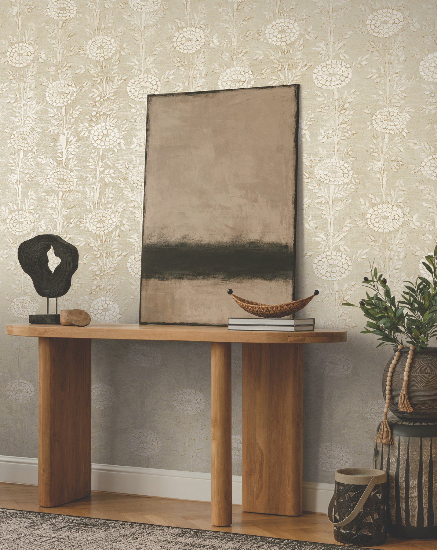 French Marigold Taupe & Gold Wallpaper