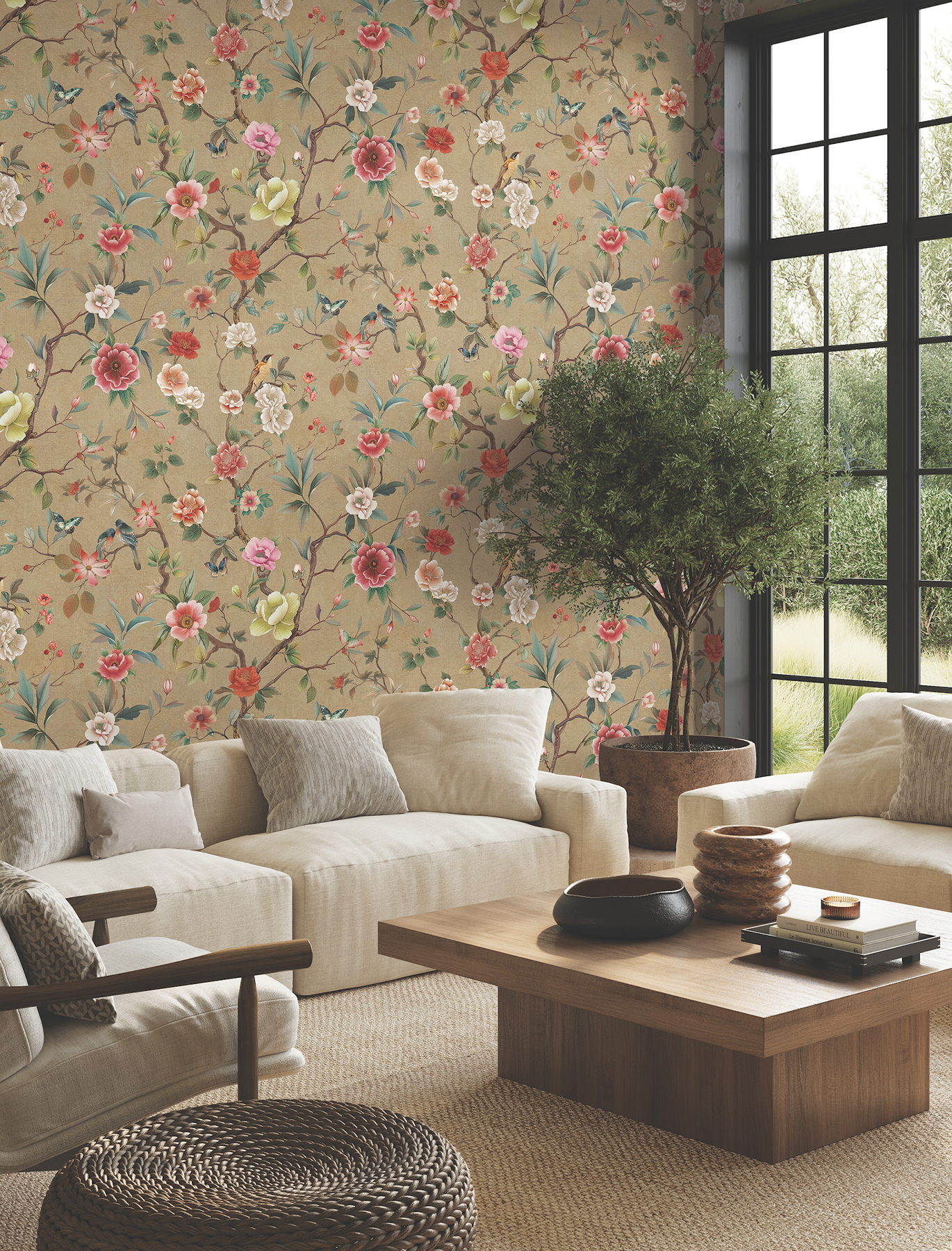 Kimora's Garden Linen Wallpaper