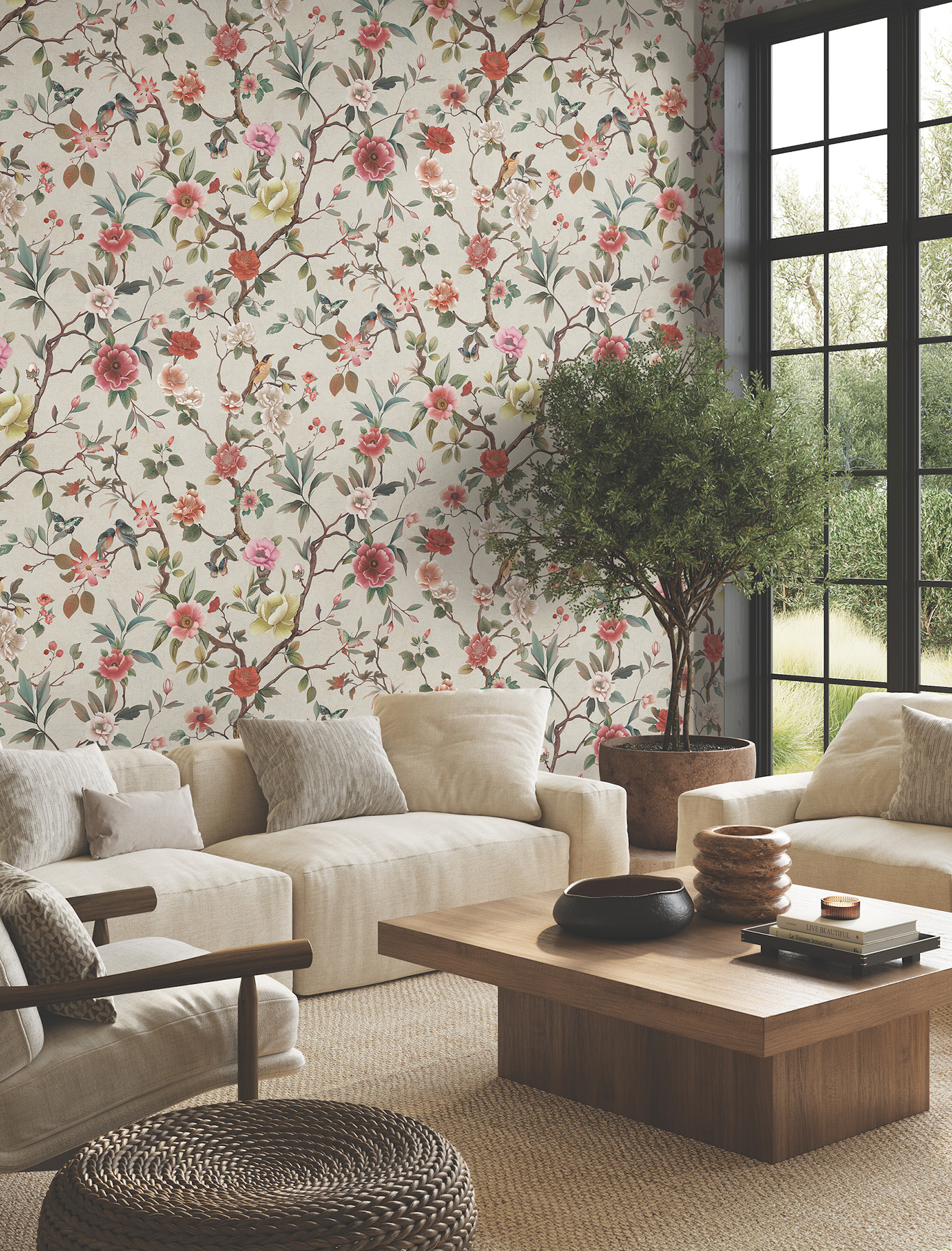 Kimora's Garden Ivory Wallpaper