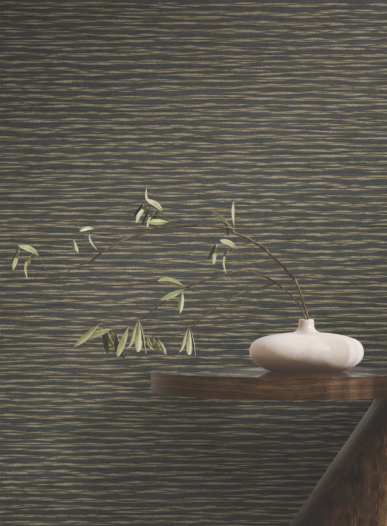 Lotus Weave Charcoal Wallpaper