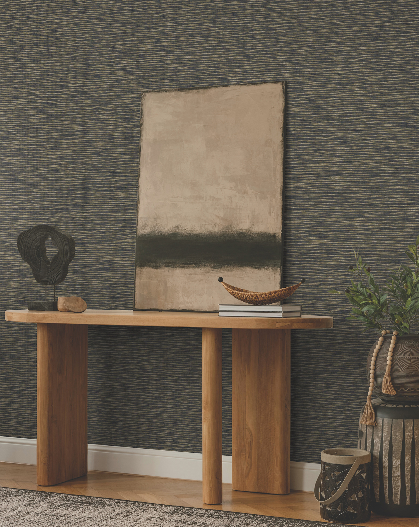 Lotus Weave Charcoal Wallpaper