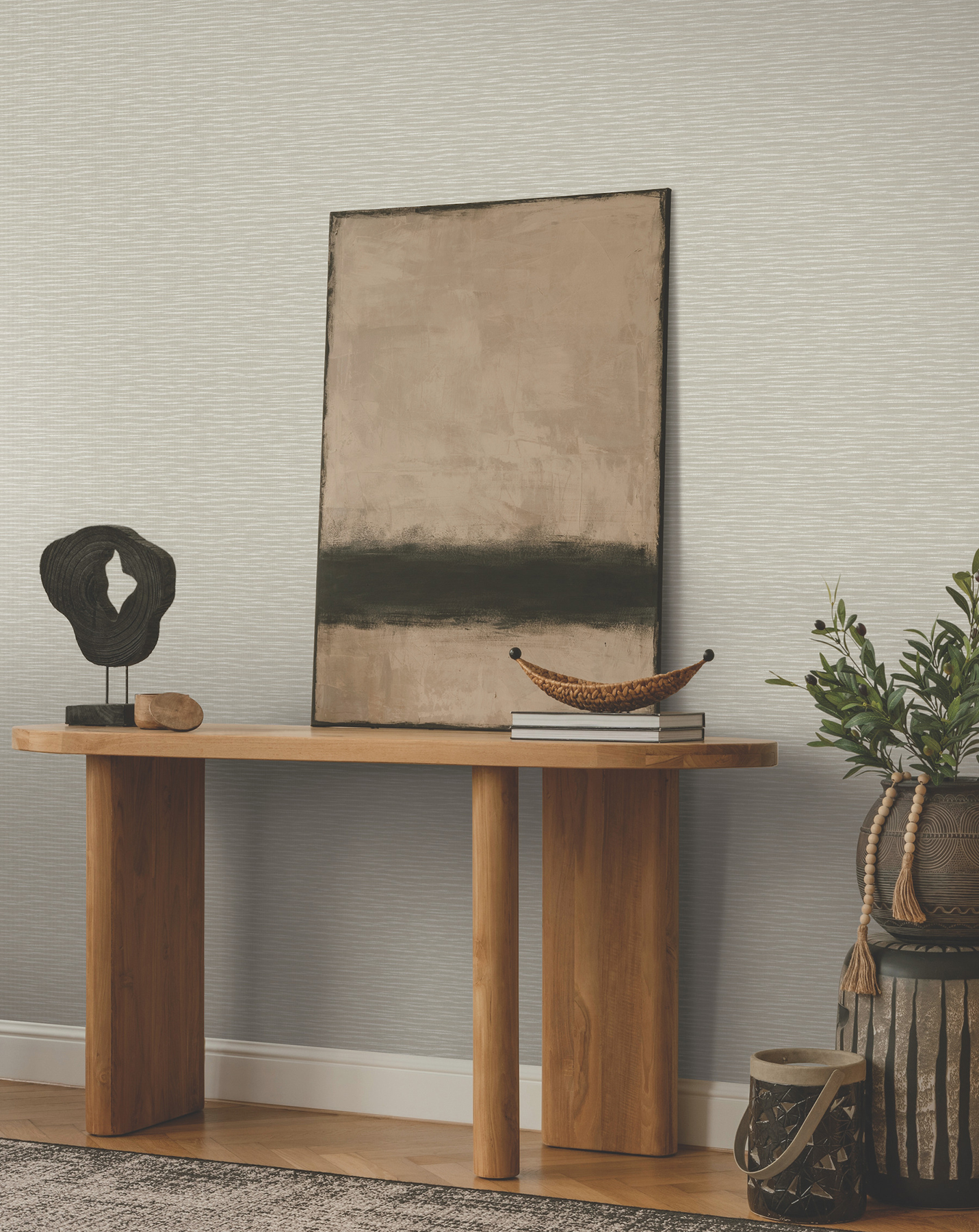 Lotus Weave Warm Grey Wallpaper