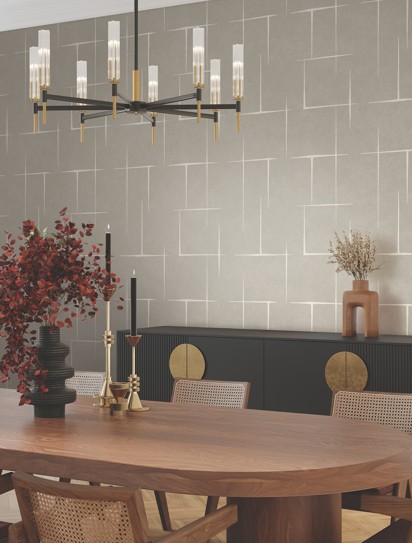 Malia White & Taupe Wallpaper