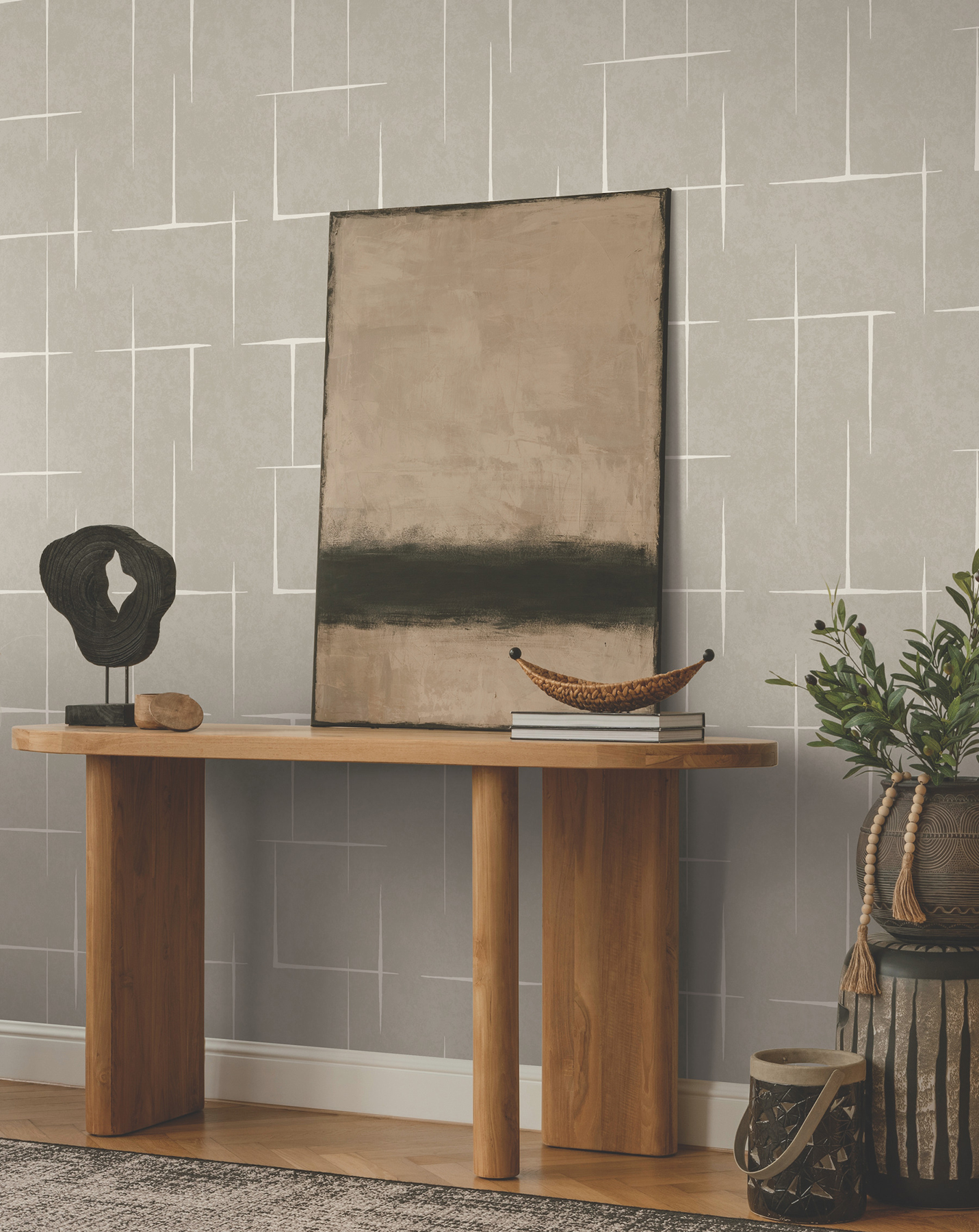 Malia White & Taupe Wallpaper