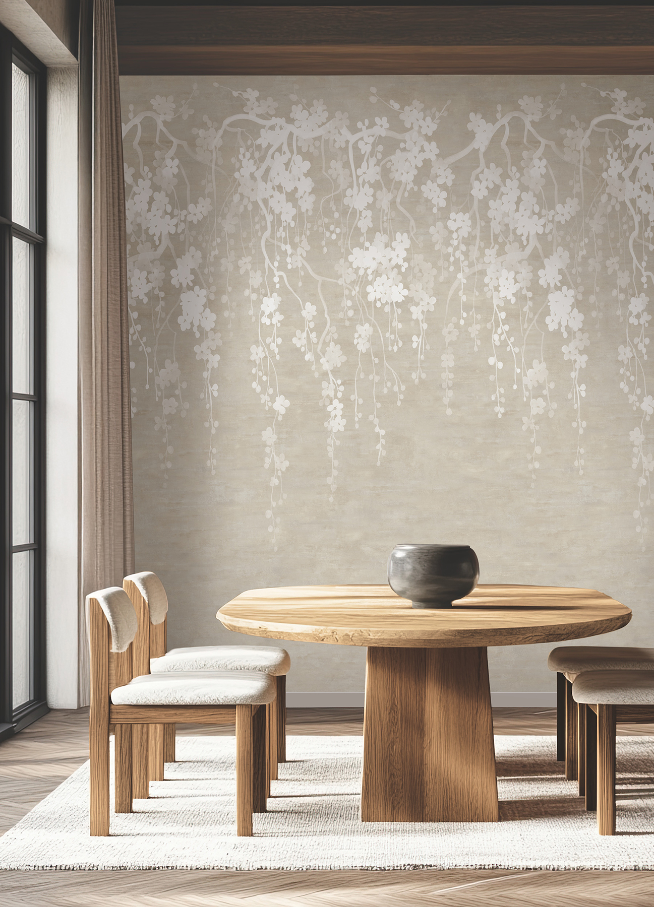 Sakura Blooms Neutral Wall Mural