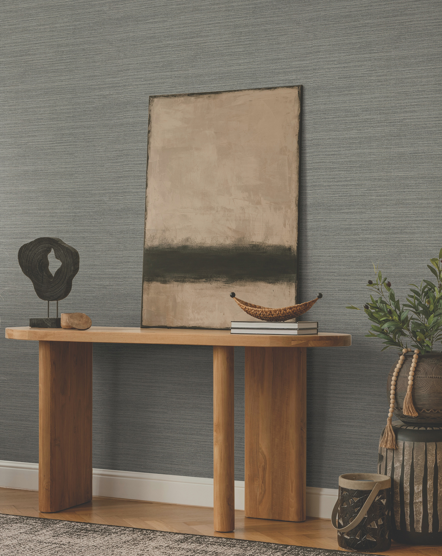 Amyra Silk Charcoal Wallpaper